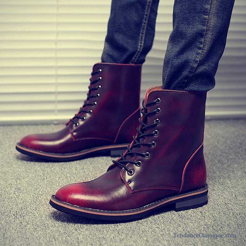 Bottine Homme Marron Rouge, Boots Chaussures Homme En Vente