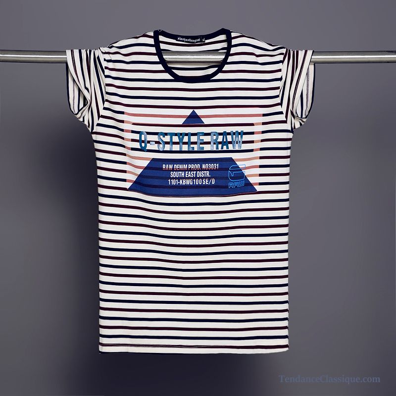T Shirt Rayé Noir Et Blanc Homme Violet, Marque De T Shirt Soldes