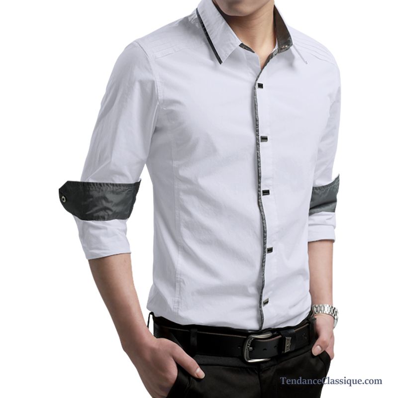 Chemise Blanche Homme Slim Fit, Chemise Homme Luxe Pas Cher