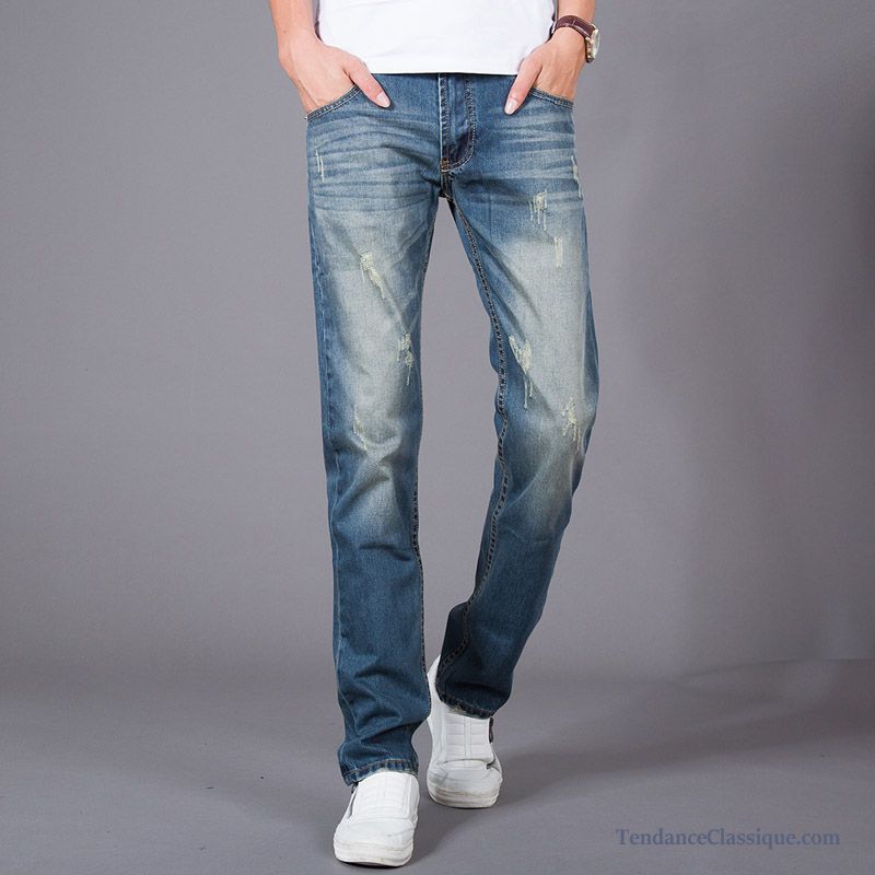 Jeans Homme Bleu Foncé Saumon, Pantalon Slim Homme Pas Cher