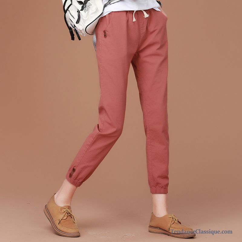 Pantalon En Lin Blanc Saphir, Pantalon Mode Slim Femme