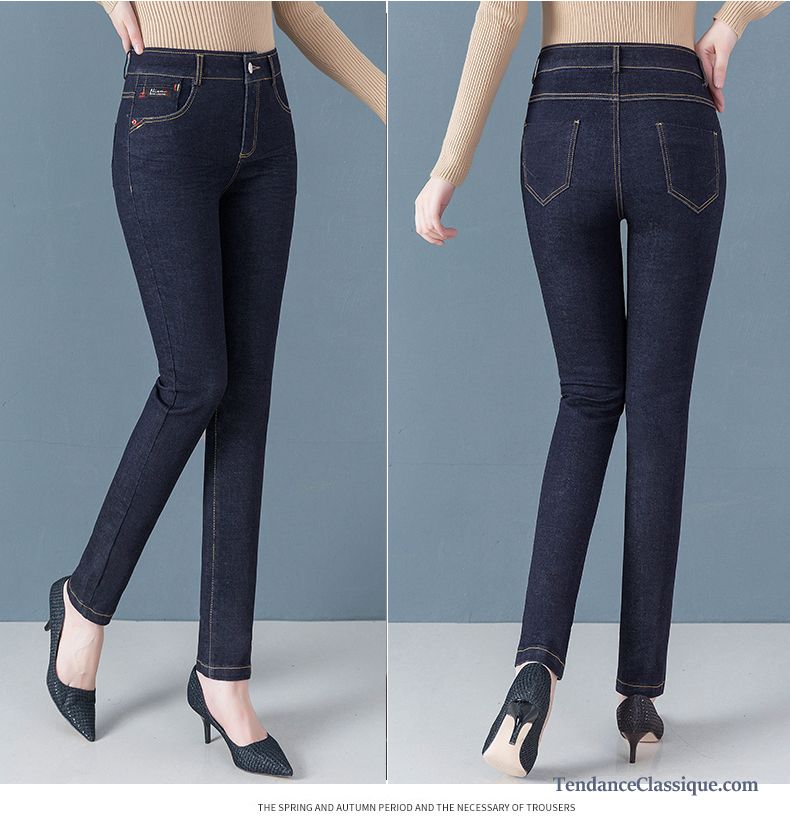Pantalon Femme Enduit, Jeans Droit Taille Basse Femme Pas Cher
