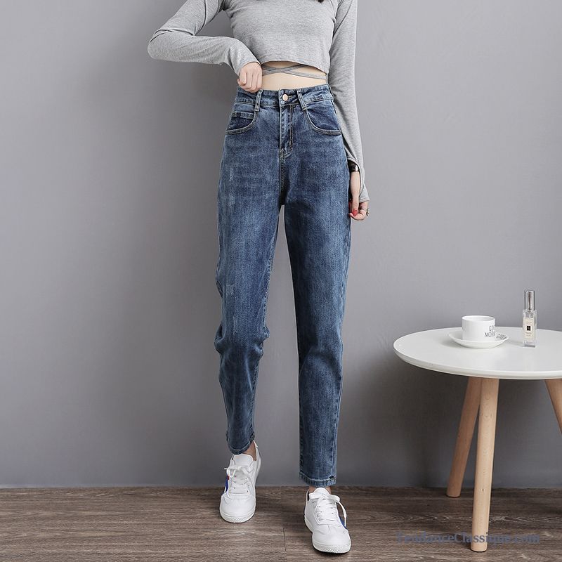 Pantalons Taille Haute Pour Femme, Salopette Slim Femme Jeans