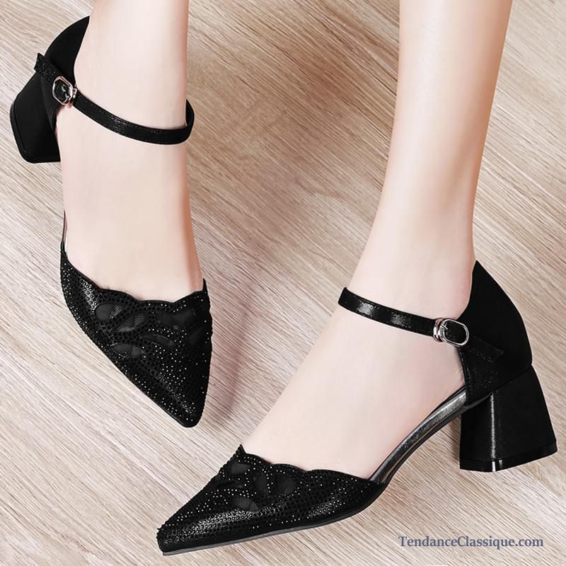 Sandales Femme Cuir Noir Vendre Argent, Acheter Chaussures Sandales