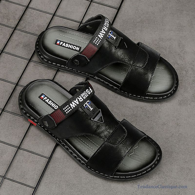 Sandales Noir Et Blanc Homme, Chaussure Style Sandales Pas Cher