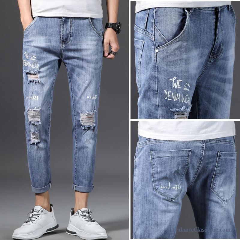 Acheter Jean Pas Cher Pensée, Slim Blanc Homme Jeans