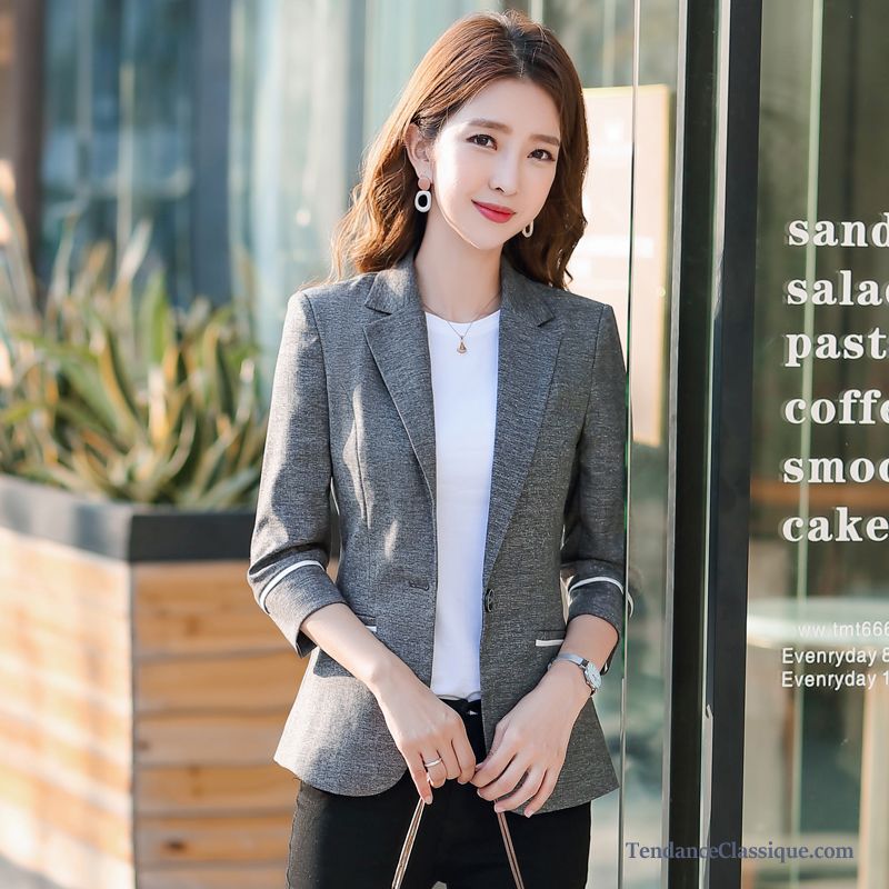 Blazer Blanc Femme Manches Longues Corail, Blazer Blanc Col Claudine Femme Pas Cher