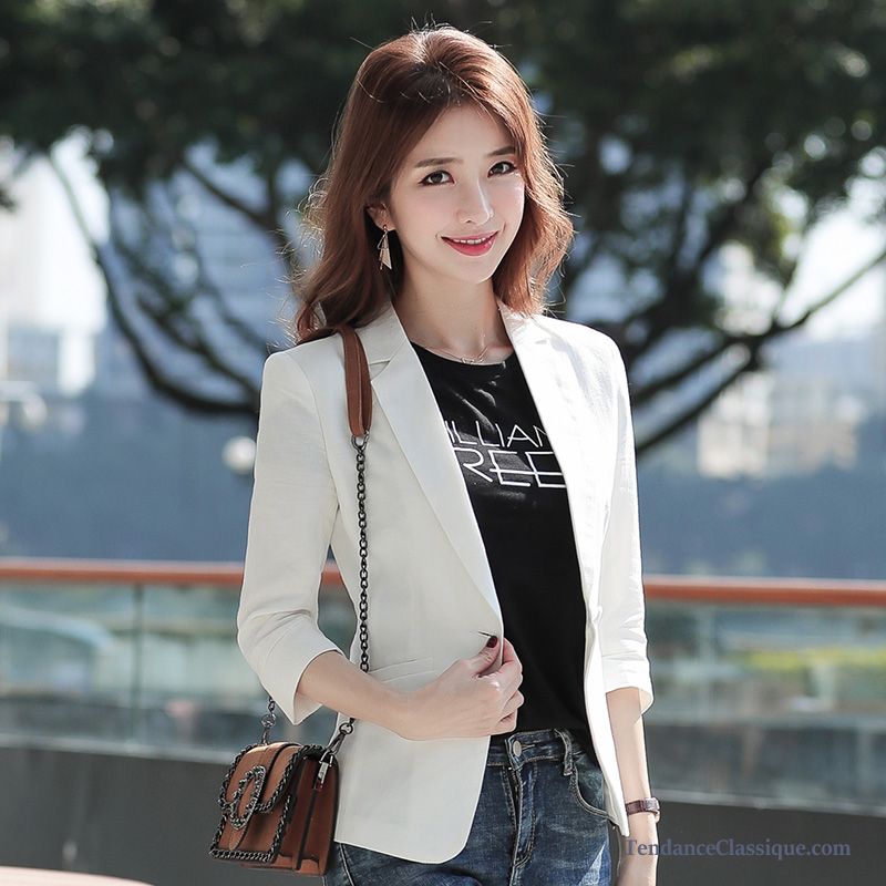 Blazer Femme En Soie Manches Longues, Femme En Blazer Blanche