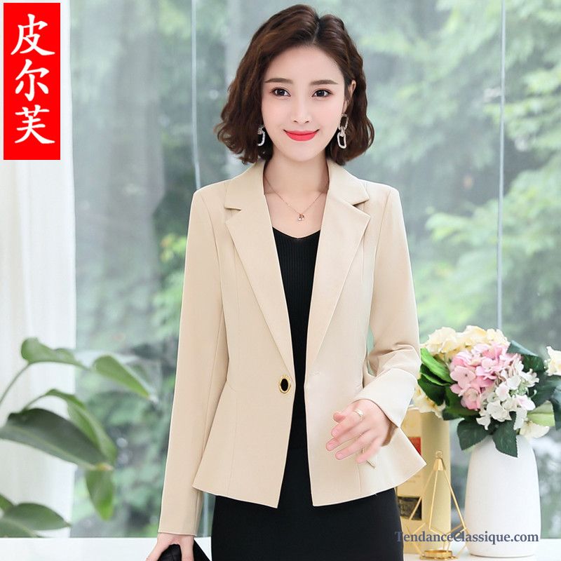 Blazer Longue En Jean Femme Beige, Blazer Femme Grise France