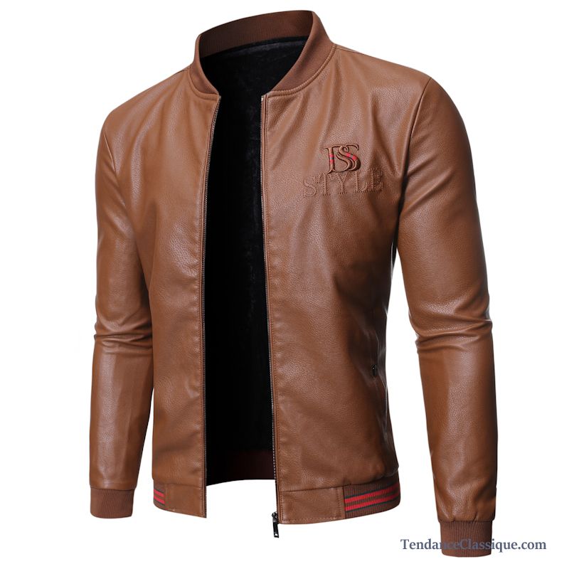 Blouson Demi Saison Pour Homme Bronzage, Veste En Cuir Homme Noir