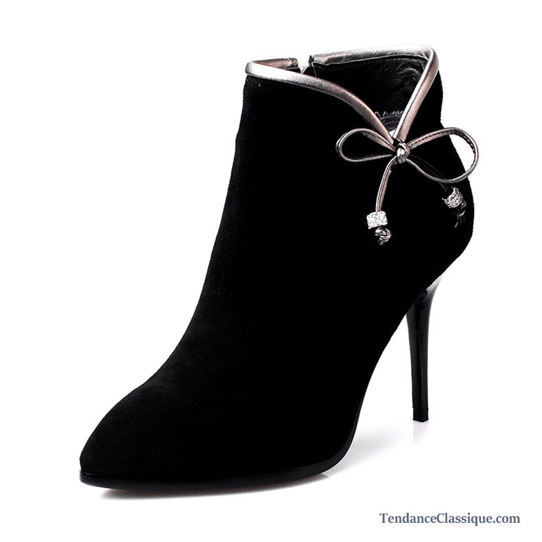 Bottes De Vente De Chaussures, Bottes Cuir Femme Noir En Vente