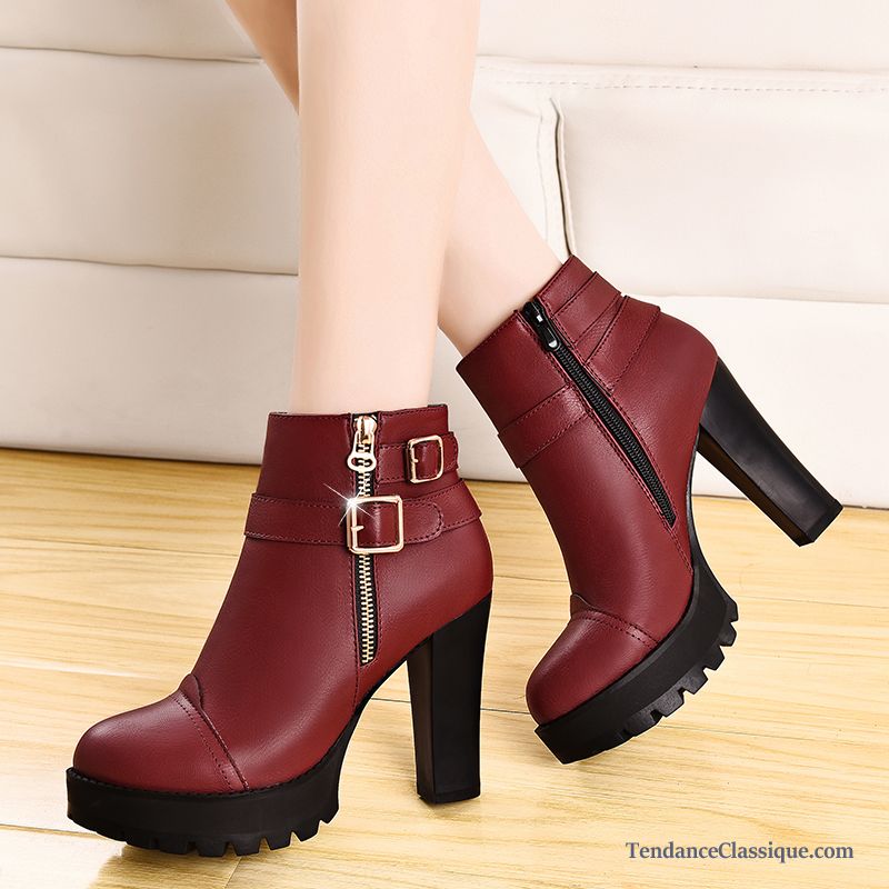 Bottes De Vente De Chaussures Violet, Bottines En Cuir Pas Cher