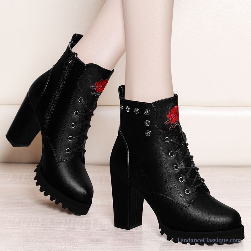 Bottes Fourrées Pas Cher, Bottines Noires Cuir Femme