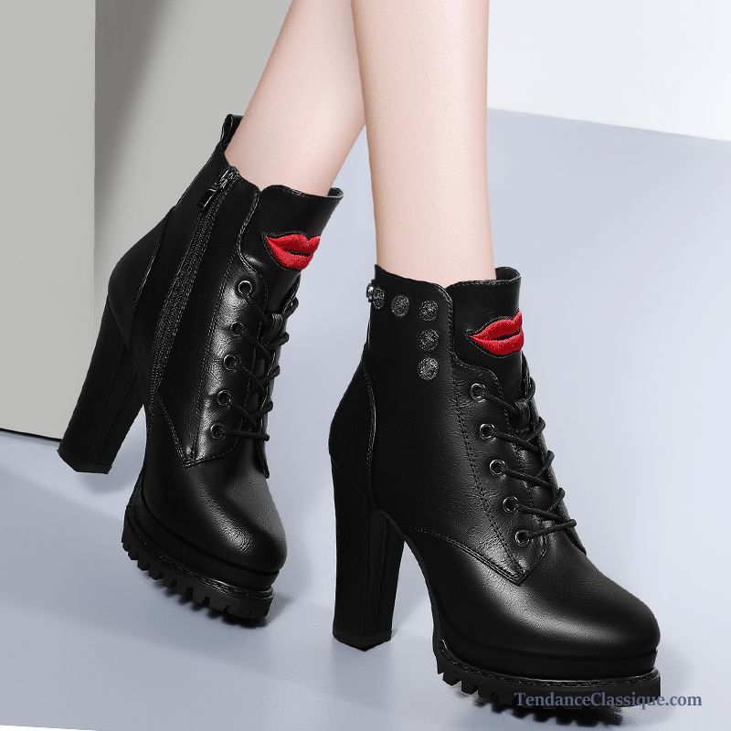 Bottes Fourrées Pas Cher, Bottines Noires Cuir Femme