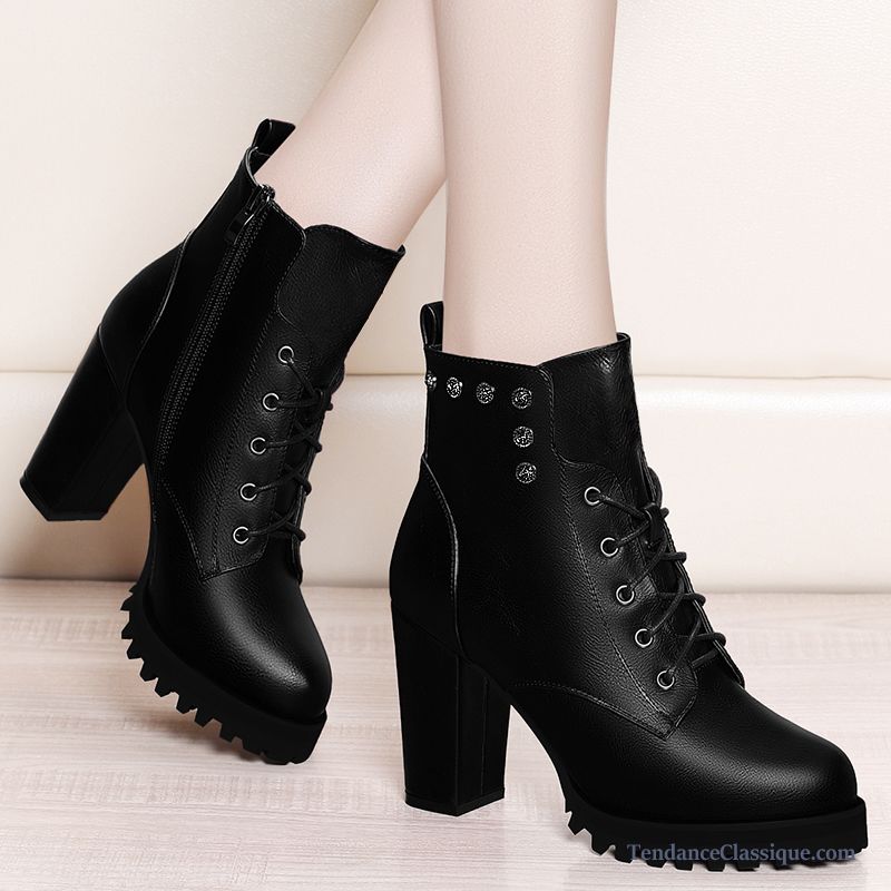 Bottes Fourrées Pas Cher, Bottines Noires Cuir Femme