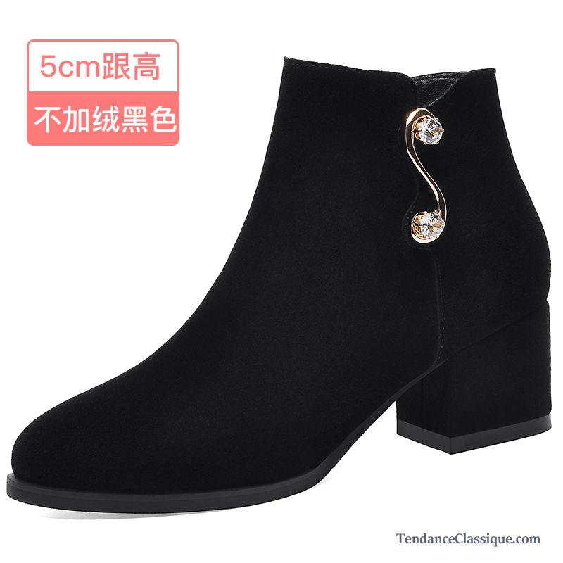 Bottes Noir A Talon Lavande, Bottes Femmes Noires Cuir En Ligne