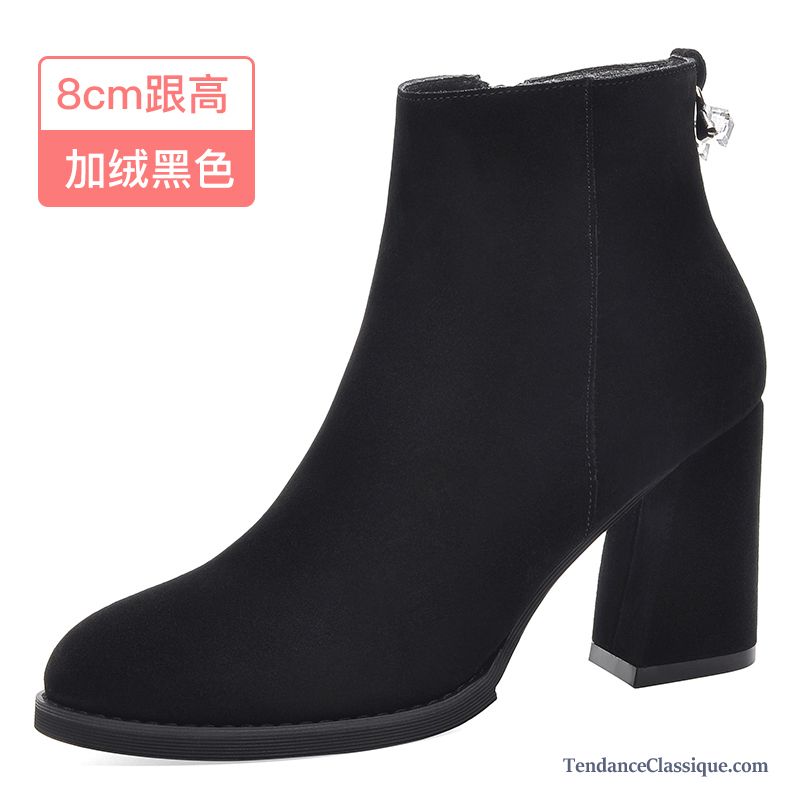 Bottes Noir A Talon Lavande, Bottes Femmes Noires Cuir En Ligne