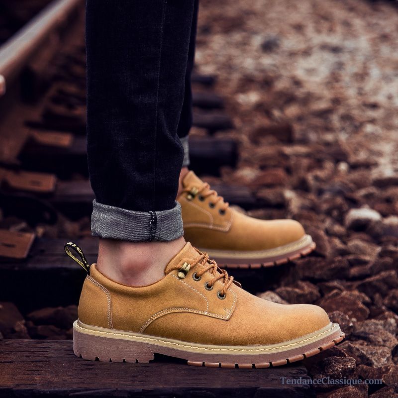 Bottes Pour Les Hommes Jaune, Bottines Cuir Homme Marron Pas Cher