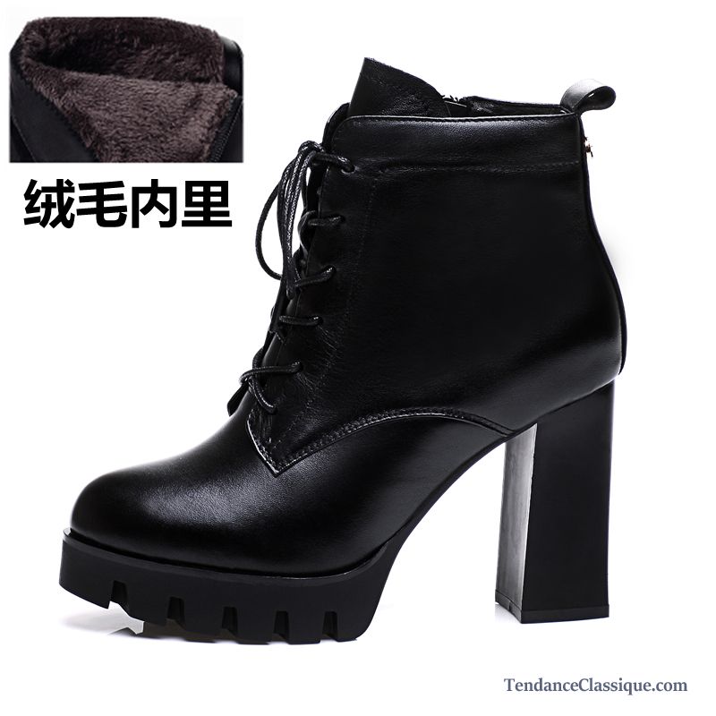 Bottine Noir Femme Cuir, Botte Haute Noir Femme Pas Cher