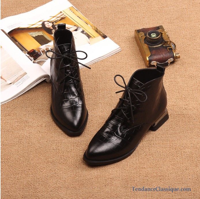 Bottines Plates Noires, Acheter Des Chaussures En Ligne En Vente