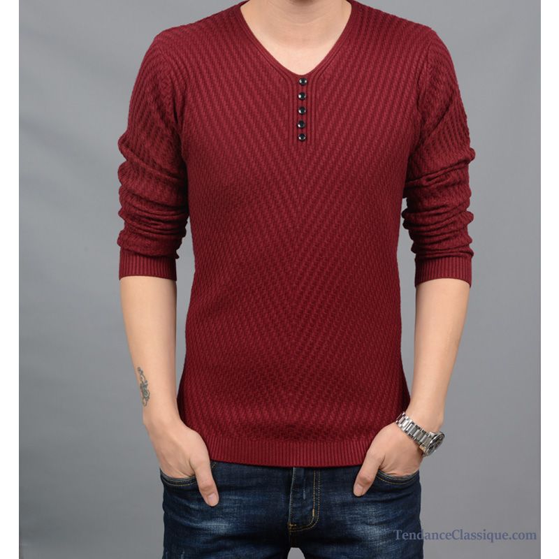 Cardigan Homme Rouge, Pull Homme Avec Col En Vente