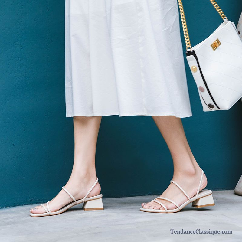 Chaussure Femme Sandales, Sandales Noir Et Blanc Femme