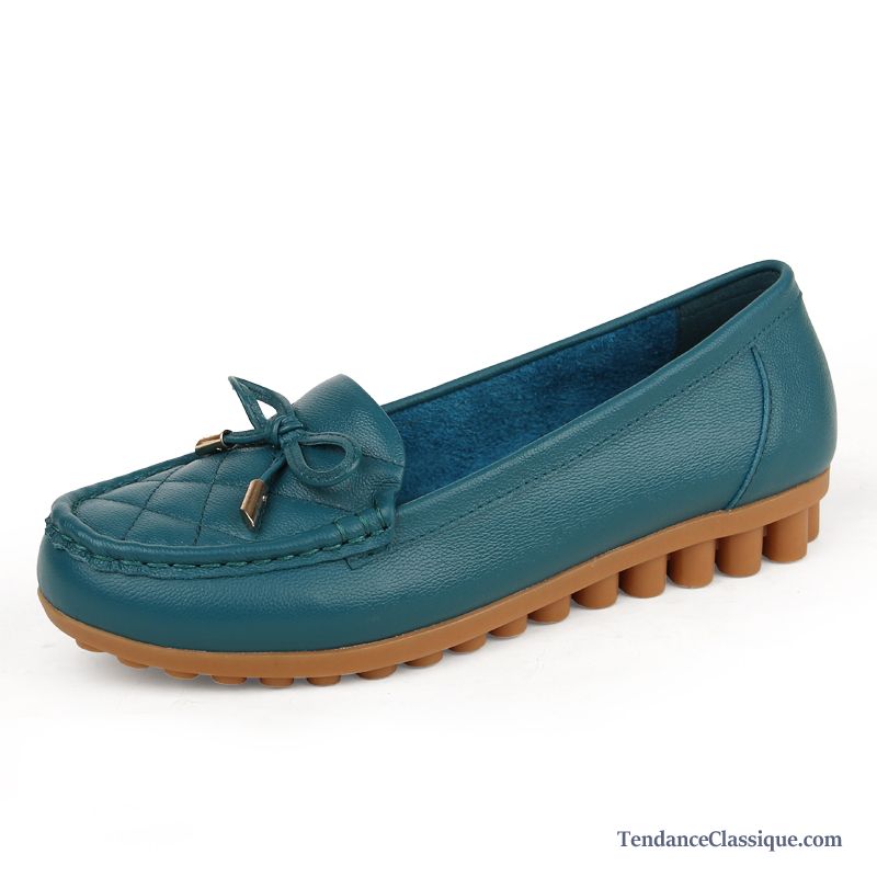 Chaussure Femme Tendance Cyan, Mocassin Femme En Daim Soldes