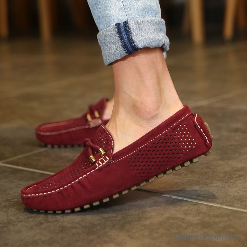 Chaussure Mode Homme Vert, Mocassin Homme Rouge