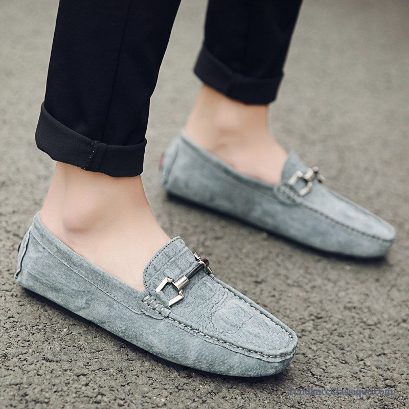 Chaussures Loafers Homme, Mocassin Homme Daim Bleu Marine Soldes