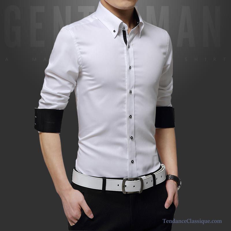 Chemise A Fleur Homme Azur, Chemise Blanche Slim Homme Pas Cher