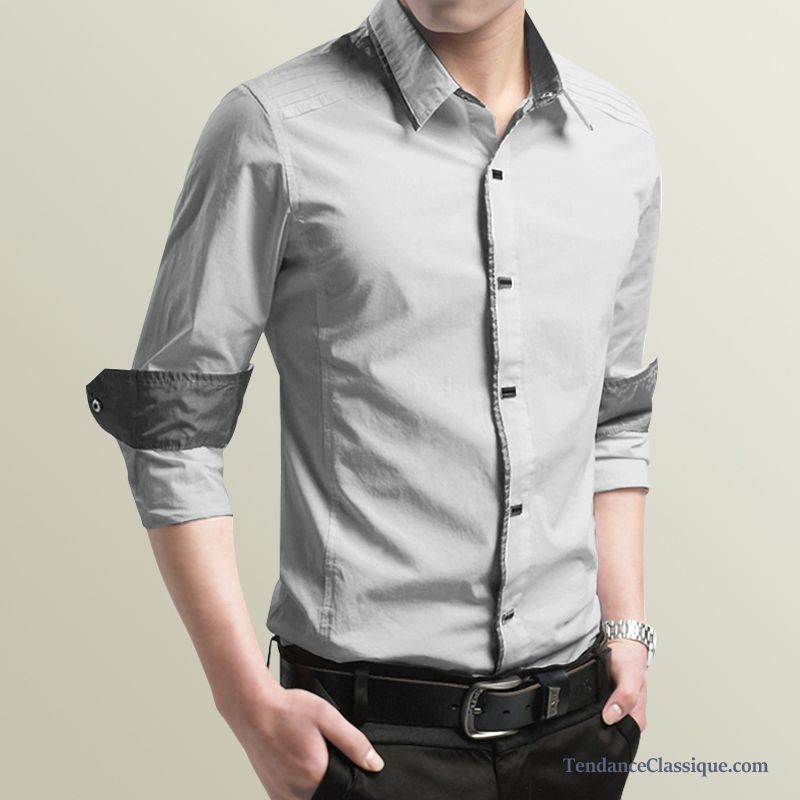 Chemise Blanche Homme Slim Fit, Chemise Homme Luxe Pas Cher