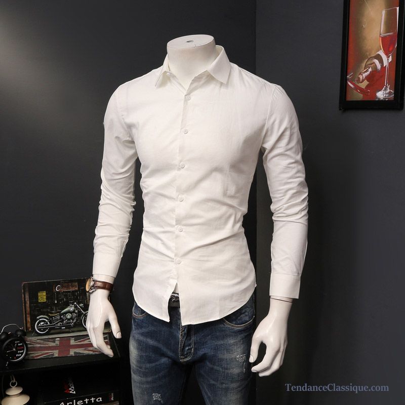 Chemise Blanche Slim Fit, Chemise Marque Homme