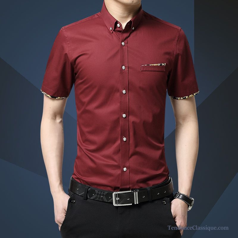 Chemise Rouge Et Noir Homme Ivoire, Chemise Blanche Homme Manche Courte Pas Cher