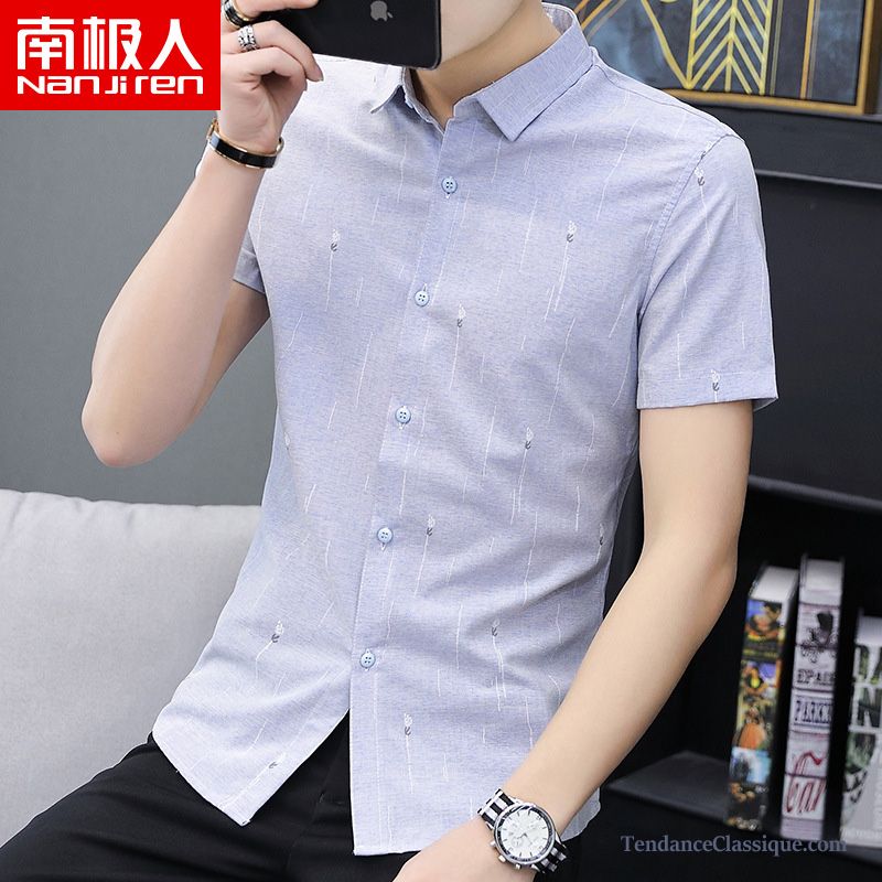 Chemise Tendance Homme Blanc, Chemise Homme Manches Courtes