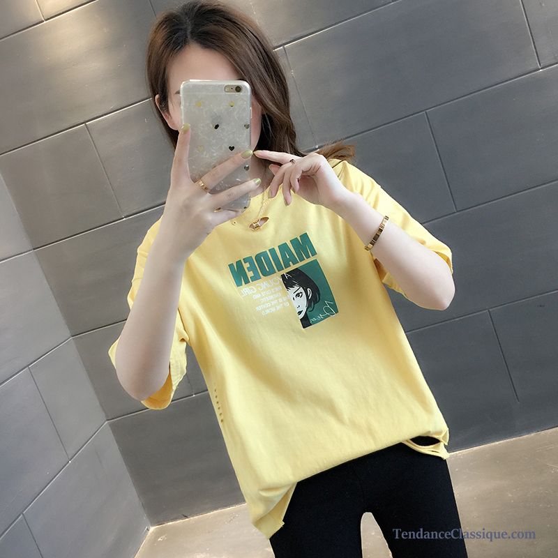 Long T Shirt Femme, T Shirt Rose Fluo Femme