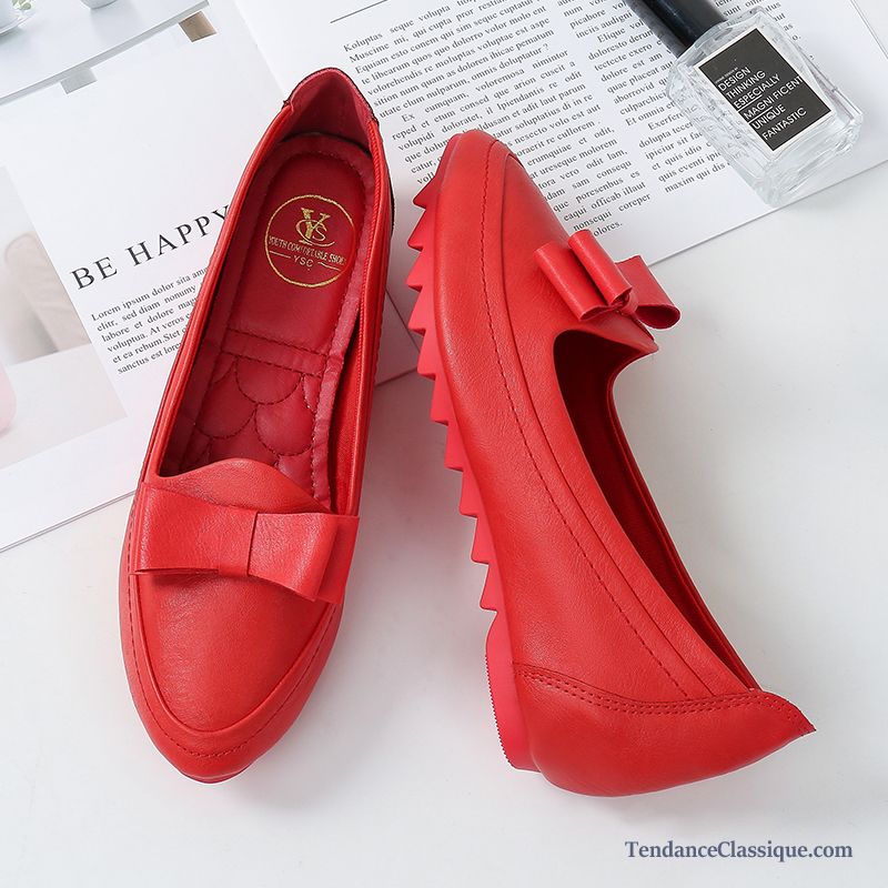 Magasin Chaussure Femme, Mocassin Rouge