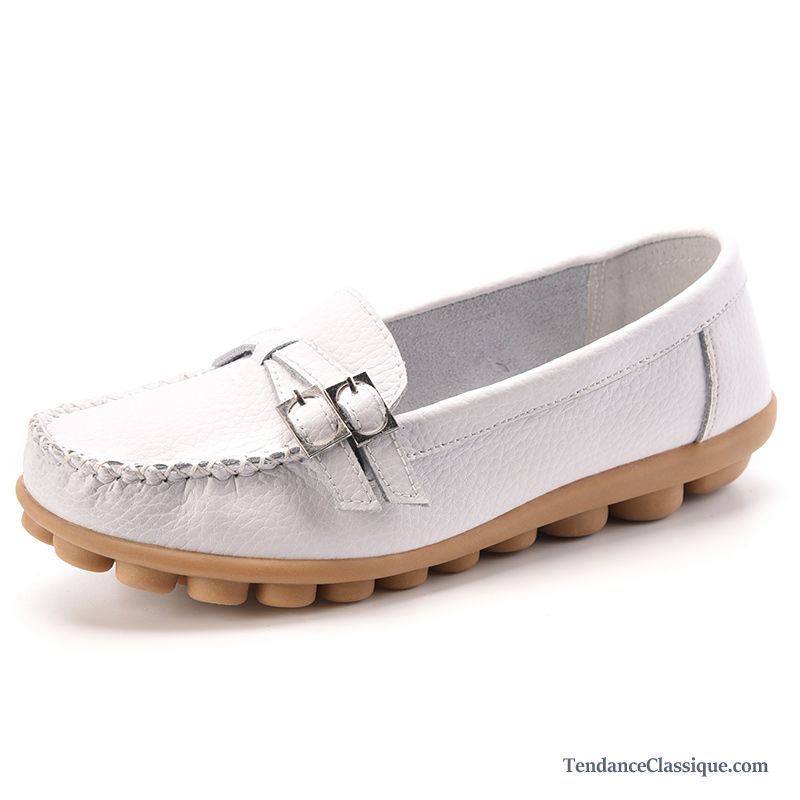 Mocassin En Daim Pour Femme Beige, Mocassin Pompon Femme