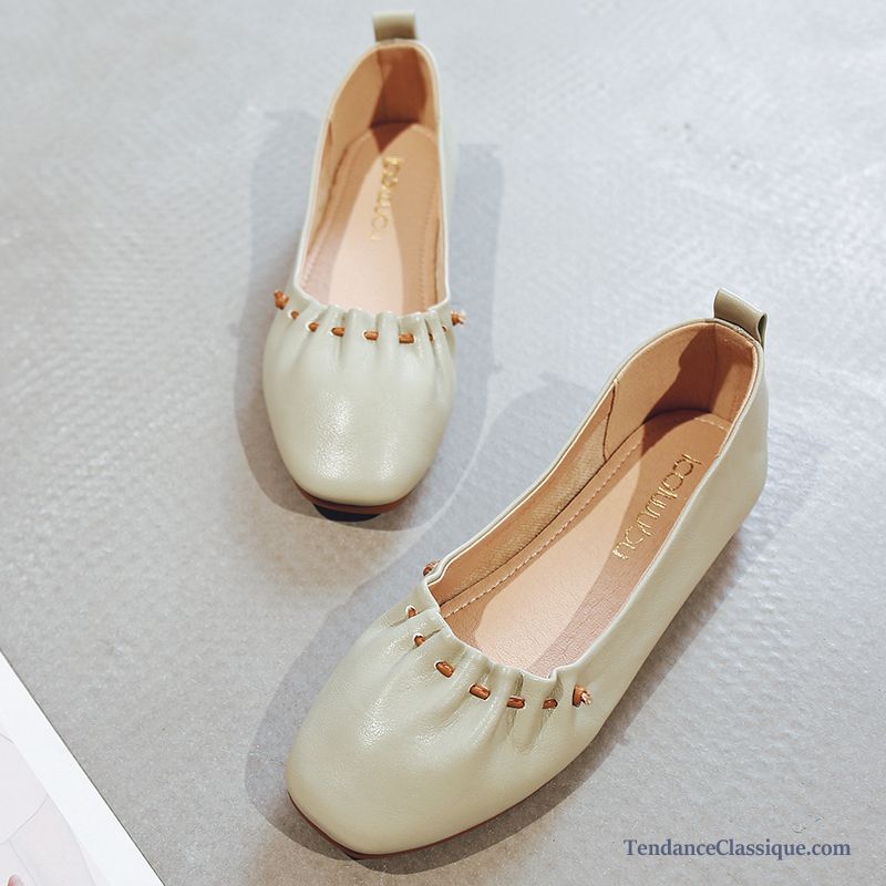 Mocassin Femme Blanc, Mocassin Cuir Noir