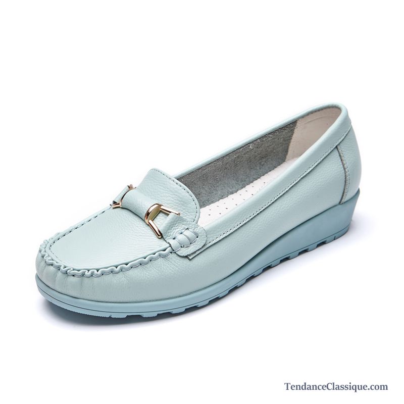 Mocassin Femme En Daim, Mocassin Bleu Femme