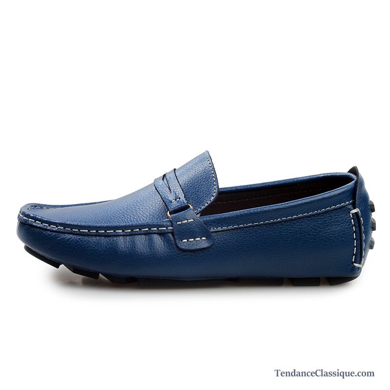 Mocassin Toile Homme Bleu, Mocassin Fashion Homme