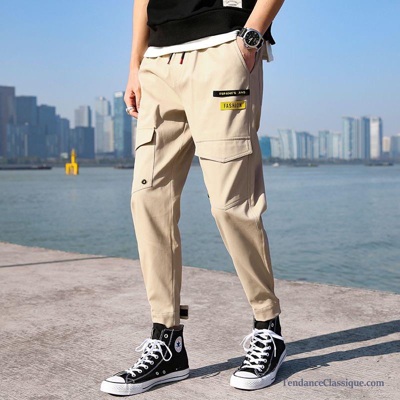 Pantalon Cargo En Lin Blanc Mauve, Pantalon Cargo Mode Homme Vert Soldes