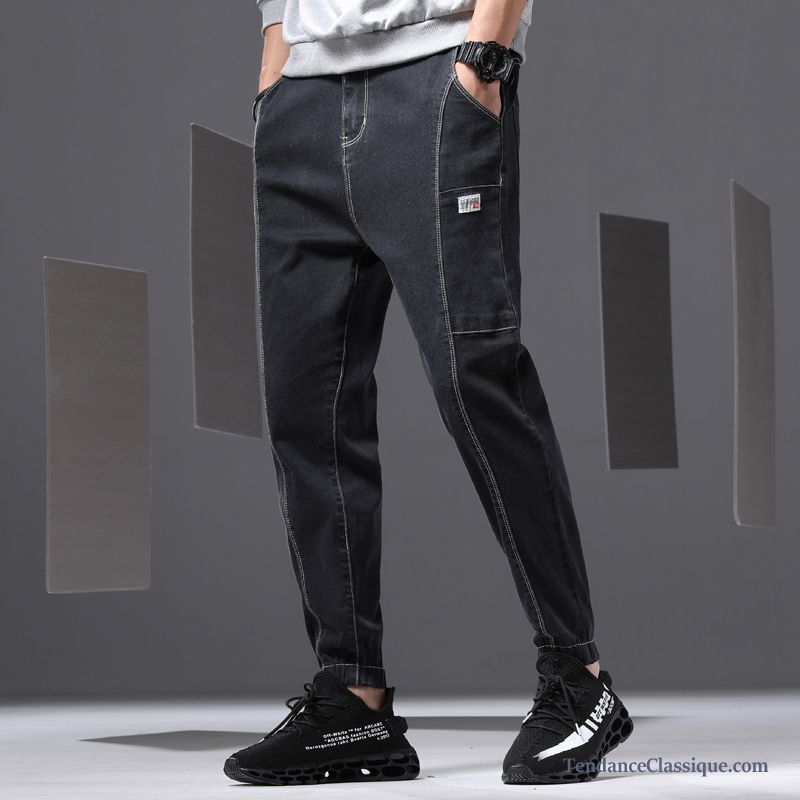 Pantalon Cargo Mode Noir Homme, Pantalon Cargo Extensible Homme Soldes