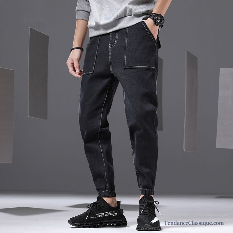 Pantalon Cargo Mode Noir Homme, Pantalon Cargo Extensible Homme Soldes