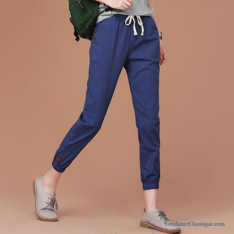 Pantalon En Lin Blanc Saphir, Pantalon Mode Slim Femme