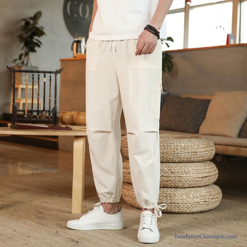 Pantalon En Toile Homme Blanc, Pantalon Homme Slim