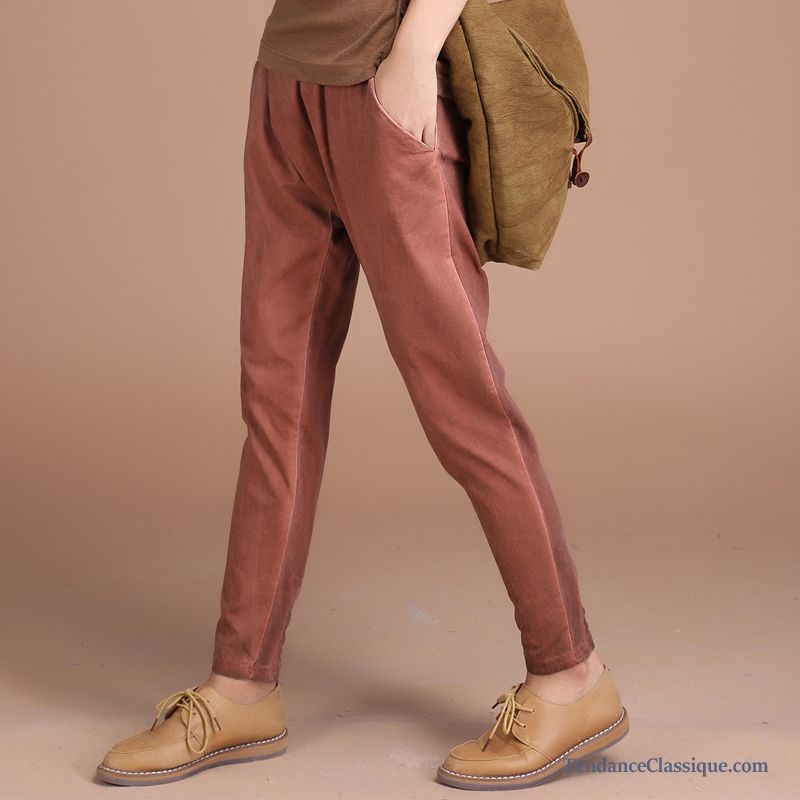 Pantalon En Velours Femme Chocolat, Pantalon Simili Cuir