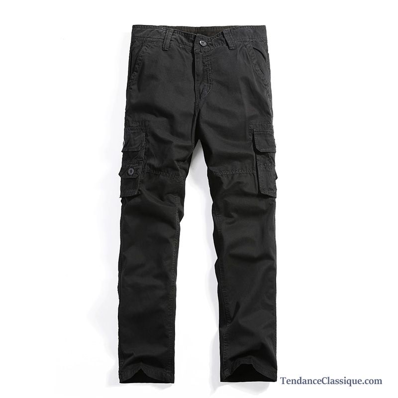 Pantalon Homme Lin Noir, Treillis Slim Homme Pantalon Soldes