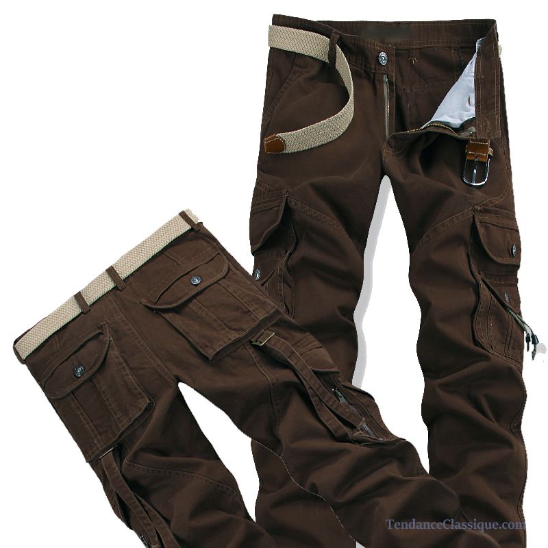 Pantalon Mode Homme Marron Argent, Pantalon Baggy Homme