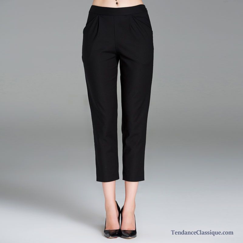 Pantalon Stretch Noir Femme, Pantalon Femme Taille Basse Pas Cher