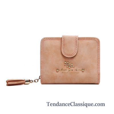 Porte Monnaie Chequier Femme Rose, Portefeuilles Marron Femme